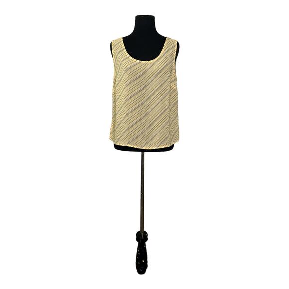 Liz Claiborne yellow striped sleeveless semi sheer blouse size 6 - Picture 10 of 10